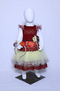 (wholesale set)Mahroon Top Yellow girls party dress