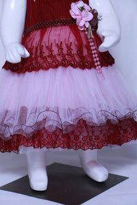 (wholesale set)Mahroon Top Pink girls party dress