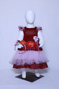 (wholesale set)Mahroon Top Pink girls party dress